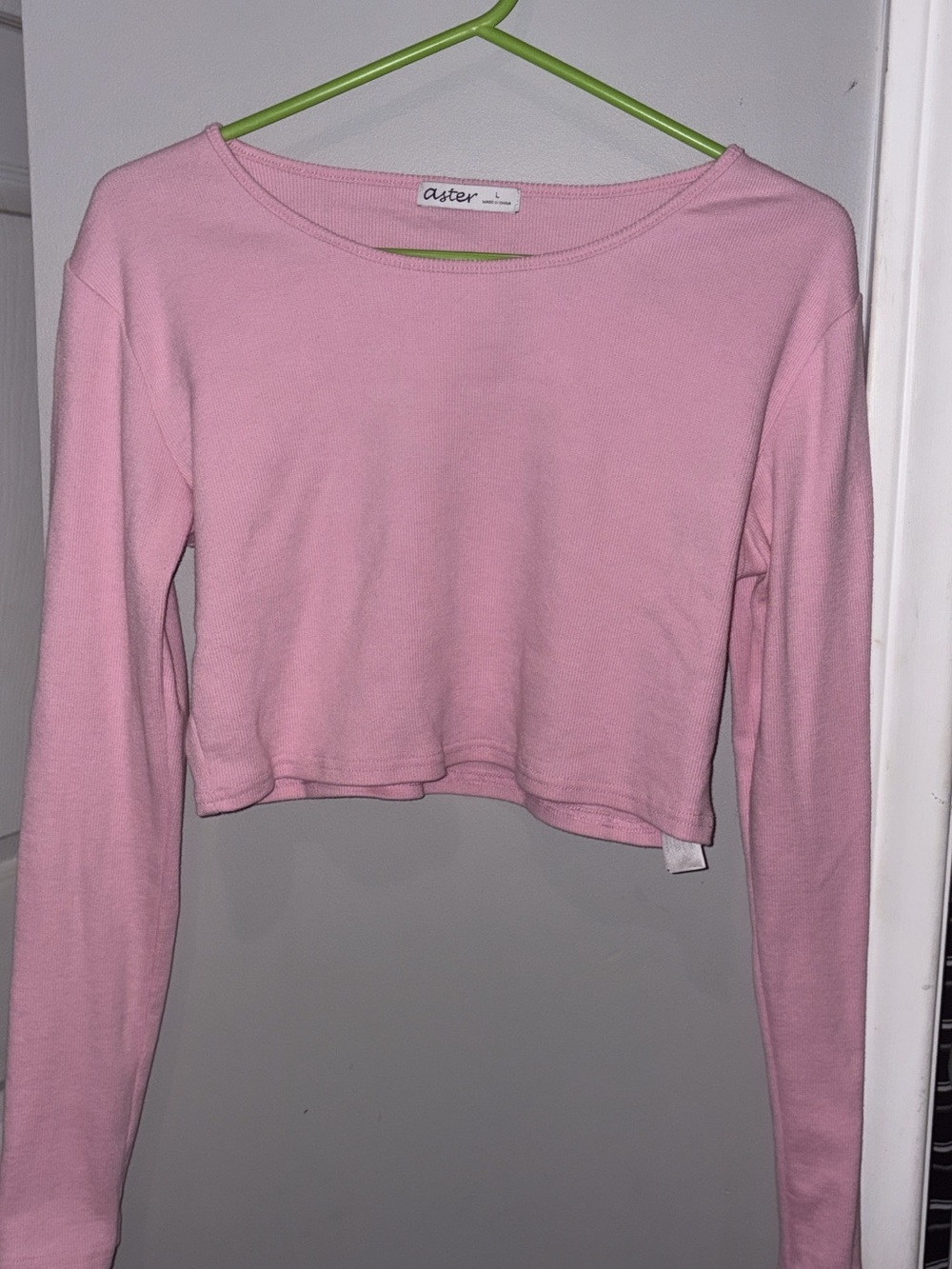 Pink Long-Sleeve Crop Top